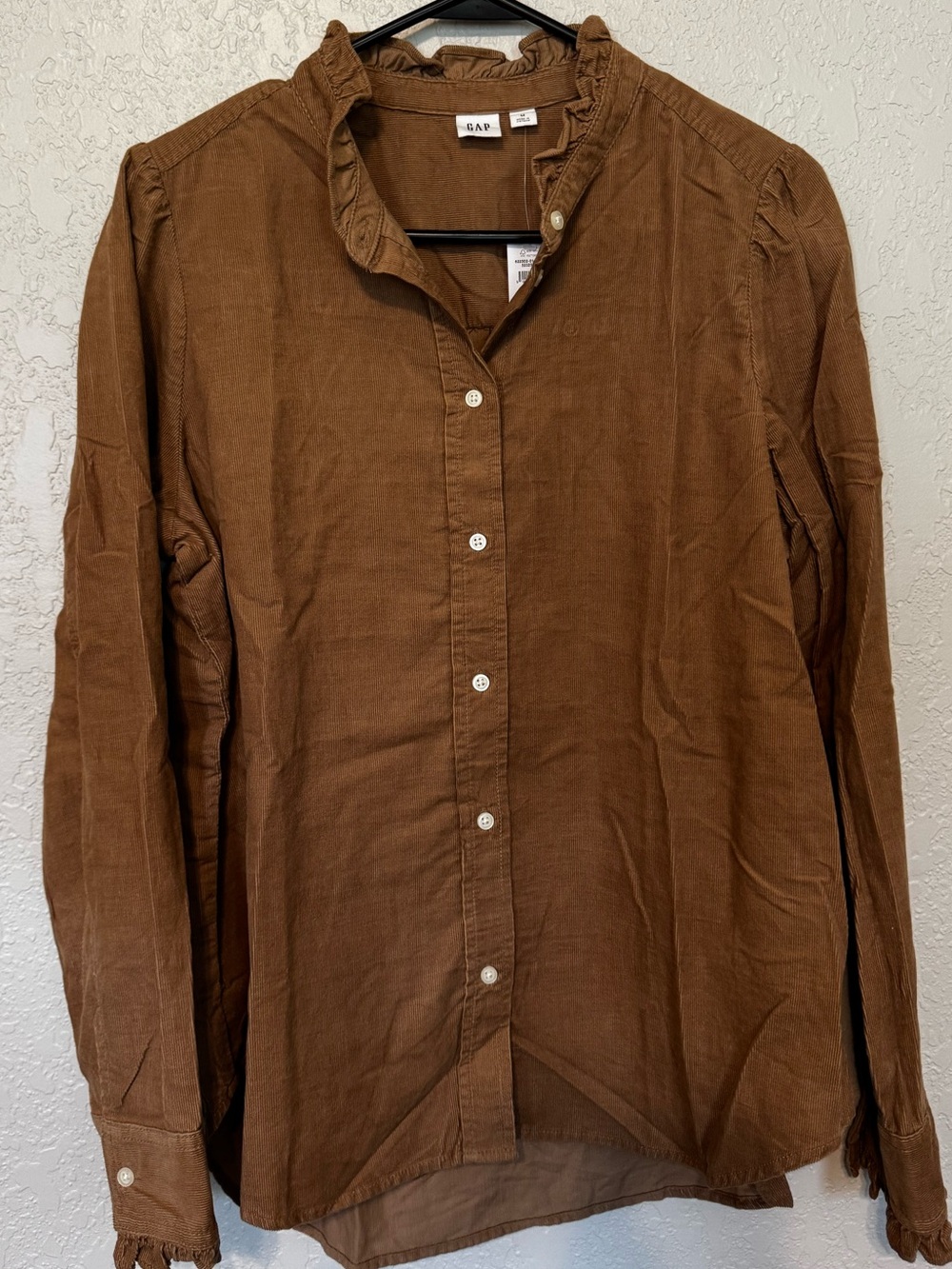 NWT Gap Corduroy Ruffle Button Down, Size M